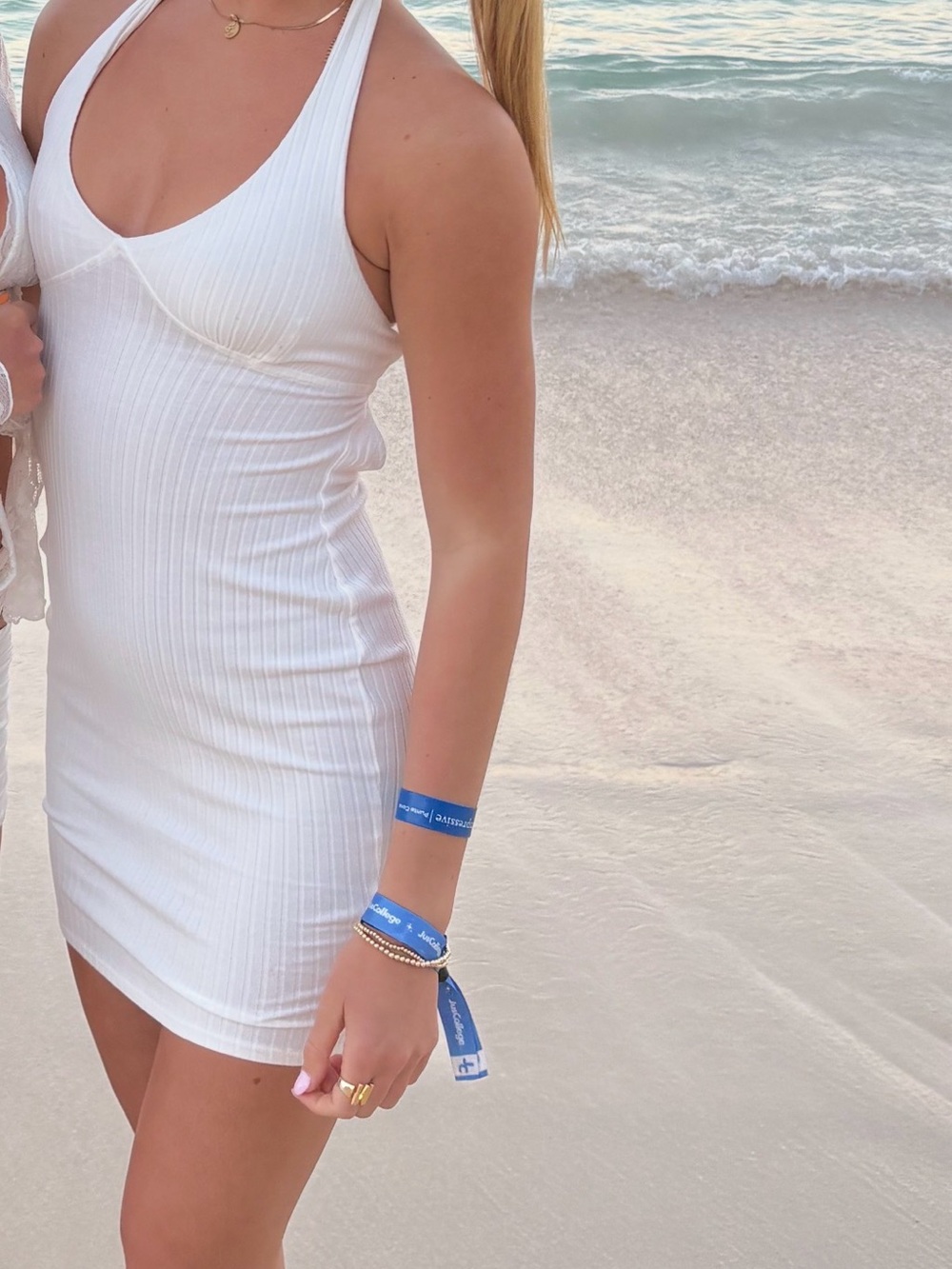 Dippin’ Daisy’s Summer Nights White Ribbed Halter dress
